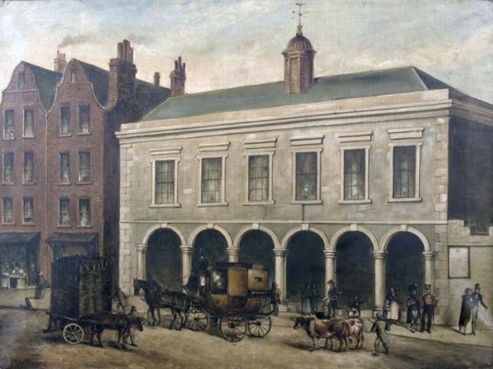 An eighteenth century depiction of the The Exchange on Nicholas Street, where so many inhabitants of Irishtown took shelter during the storm.